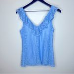 Lilly Pulitzer  Alessa Top Blue Peri Flowing Leaf Lace Size Small Photo 2