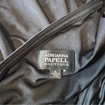 Adrianna Papell Boutique Elegant Satin Black Beaded One-Shoulder Babydoll Dress Photo 7