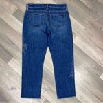 Loft  Floral Embroidered Boyfriend Jeans Cropped Raw Hem Blue 4 27 Photo 4