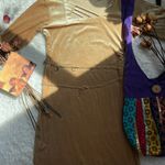 Vintage 90s crushed velvet golden midi dress Gold Size L Photo 7