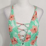 Ymi  Tropical Print One-Piece Swimsuit NWT Size Medium Green and Pink Swimsuit Photo 1