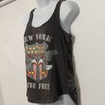 Freeze New York ride free lace high low hem large eagle star flag patriotic tank Black Photo 2