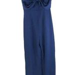 Socialite Womens Jumpsuit Draped Wide Leg Sleeveless Navy Blue XS Photo 0