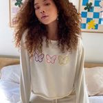 Frasier Sterling  Cream Cropped Butterfly Sweatshirt Photo 2
