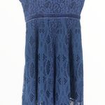 Foxiedox  Blue Maisie Lace Velvet Trim Midi Dress Sheer Overlay Sleeveless size 2 Photo 7