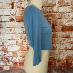 Tobi  Baby Blue Crop Top Envelope Back 3/4 Sleeve Scalloped Shirt Small Medium Photo 1