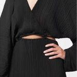 Good American  Black Pleated Mini Dress Dramatic Sleeves Open Back 1/2 Photo 0