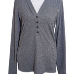 Athleta  Gray Ribbed Knit V-Neck Women's Henley Top Size Small Gray Henley Photo 0