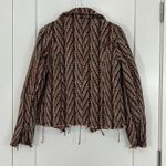 Bob Timberlake  XS Burgundy Brown Full Zip Jacquard Moto Jacket Sweater Photo 10