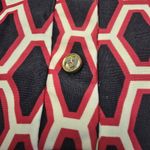 Jude Connally Geometric Print Shirt Dress Sz L Red Black Gold Button Stretch USA Size L Photo 8