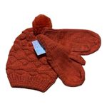 Cozy Orange Knit Hat and Mittens Set Photo 2