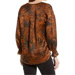 ALLSAINTS NWT Penny Grizedale Cat Print Silk Blouse Copper Black Size 0 | XS NEW Photo 2