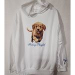 Puppy ''Feeling playful'' women's white hoodie medium Photo 5