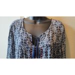 Cato Tunic Top Geometric Print 3/4 Sleeve Blue Tie at Neck Size XL Photo 1
