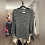 Charcoal Cable Knit Sweater for Women Gray Size L Photo 1