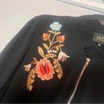 W5  Anthropologie Full Zip Sweatshirt Black Floral Embroidered Beaded Size Small Photo 5