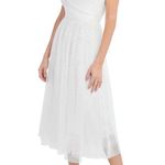 AQUA White Formal Tulle Midi Dress NWT size 0 Photo 0