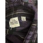 Disney  Marvel Flannel Shirt Womens L Purple Plaid Black Panther Wakanda Forever Photo 6