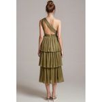 SABINA MUSAYEV Isabello Plisse Midi Dress, Moss Green, Medium Green Photo 5