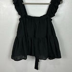 Altar'd State A ltar'd State Black Sleeveless Ruffle Babydoll Crop Top Photo 0