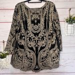 Ultra Pink Blouse | Women’s 2X | Black With Gold Embroidery Photo 3