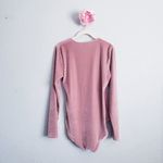 Madewell  Pink Velvet Long Sleeve Wrap Bodysuit Photo 6