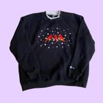 Cute vintage 90s Christmas cardinal birds crewneck sweatshirt 🔥 Black Size XXL Photo 0