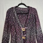 BCBGMAXAZRIA Purple Speckled Longline Cardigan Size L Two Button Y2K Photo 2