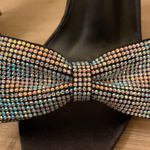 Pretty Little Thing  Black Satin Rhinestone Bow Sexy Stilettos Womens Size 9 Photo 2