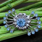 Vintage Unsigned Juliana? Blue Sprayed V Pin Back Mini Brooch Photo 0
