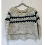 Free People  sweater size S fuzzy fair isles boxy cream ivory with blue Photo 0