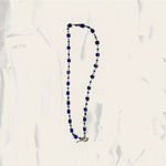 Silver Tone Necklace Blue Lapis Bead Woven Link Toggle Clasp Statement Jewelry Photo 1