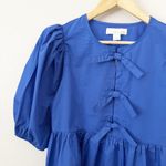 BAND OF THE FREE | Lapis Blue Babydoll Dress Bow Front Puffed Sleeves | Small Photo 3