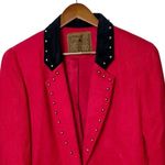 Vintage‎ Saddle Ridge Vintage Western Red Studded Blazer M Black Suede Collar Size M Photo 3