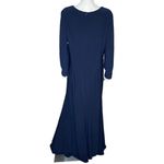 Mac Duggal Long Sleeve Ruched Jersey V-Neck Gown Midnight Women’s Sz 14W Photo 4