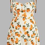 Cider  Lemon Ruffle Hem Print Tie Shoulder Mini Dress Photo 0