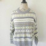 American Eagle  Fair Isle Sweater Women's Crew Oversized Size M Cabincore Cottage Photo 0