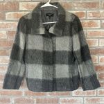 Talbots Gray Buffalo Plaid Wool Alpaca Blend Zip Up Coat Size 10 Petite Photo 0