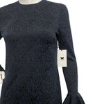 W By Worth  Jacquard Dress Women 0 Bell Sleeve Floral Evening Career Classic Navy Photo 1