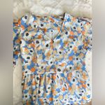 Joie  Floral Field Blue Maxi Tiered V Neck Dress Orange Long Sleeve Cottagecore Photo 9