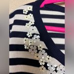 Cathy Daniels  Navy & White Nautical Stripe Floral Sequin 1/2 Sleeve Sweater 2X Photo 4