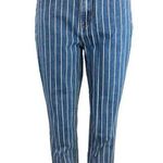 American Eagle  Womens Blue Denim Striped High Waist Crop Mom Jeans Pants Size 2 Photo 0