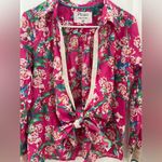 Revolve Pitusa Collared Tie Shirt Size in Fuchsia Floral Print (Size III Photo 3