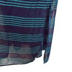 Faded Glory  2X Blue Green Stripe Ruffle Front Ruched Waist Maxi Dress Preppy Photo 6