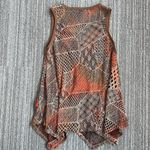 Boho Cover Up Open Knit Crochet Tunic Vest Oversized Top M Medium Brown Photo 2