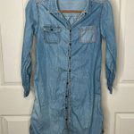 Denim Button Down Shirt Dress Size Small Blue Photo 1