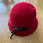 Betmar Women’s Valerina Red Wool Hat with Black Leather Bow Photo 10