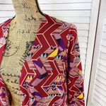 LuLaRoe  Sarah Cardigan Duster Aztec Geometric Print Red Small Photo 4