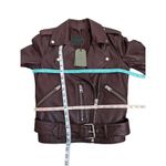 All Saints Balfern Leather Biker Jacket In Deep Berry Size 2 Photo 4