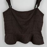 BCBGMAXAZRIA  Wool Blend Tank Top Large Brown Plaid Peplum Academia Y2K Preppy Photo 2